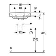 Geberit Handwaschbecken SMYLE 450 x 360 mm, mit Hahnloch, mit Überlauf weiß-2