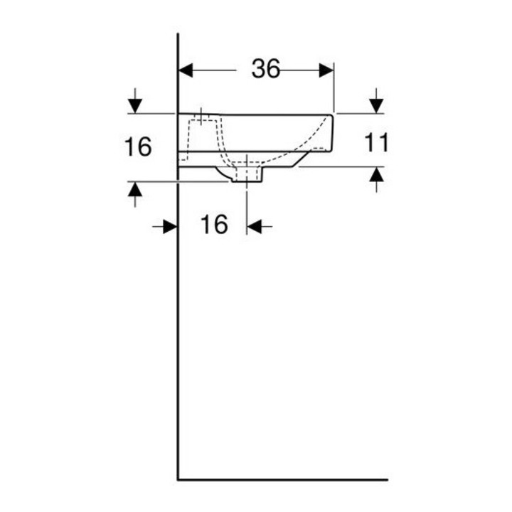 Geberit Handwaschbecken SMYLE 450 x 360 mm, mit Hahnloch, mit Überlauf weiß
