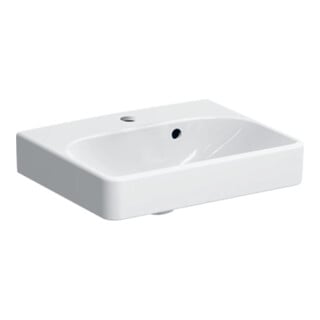 Geberit Handwaschbecken Smyle Square KeraT./we, 45x36cm, m Hahnl., m ÜL asym.