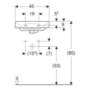 Geberit Handwaschbecken Smyle Square KeraT./we, 45x36cm, m Hahnl., m ÜL asym.-5