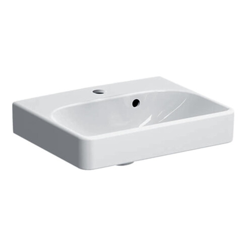 Geberit Handwaschbecken Smyle Square we., 45x36cm, m Hahnl., m ÜL asym.
