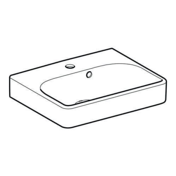 Geberit Handwaschbecken Smyle Square we., 45x36cm, m Hahnl., m ÜL asym.