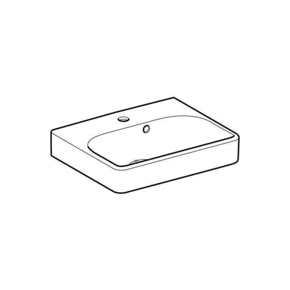 Geberit Handwaschbecken Smyle Square we., 45x36cm, m Hahnl., m ÜL asym.