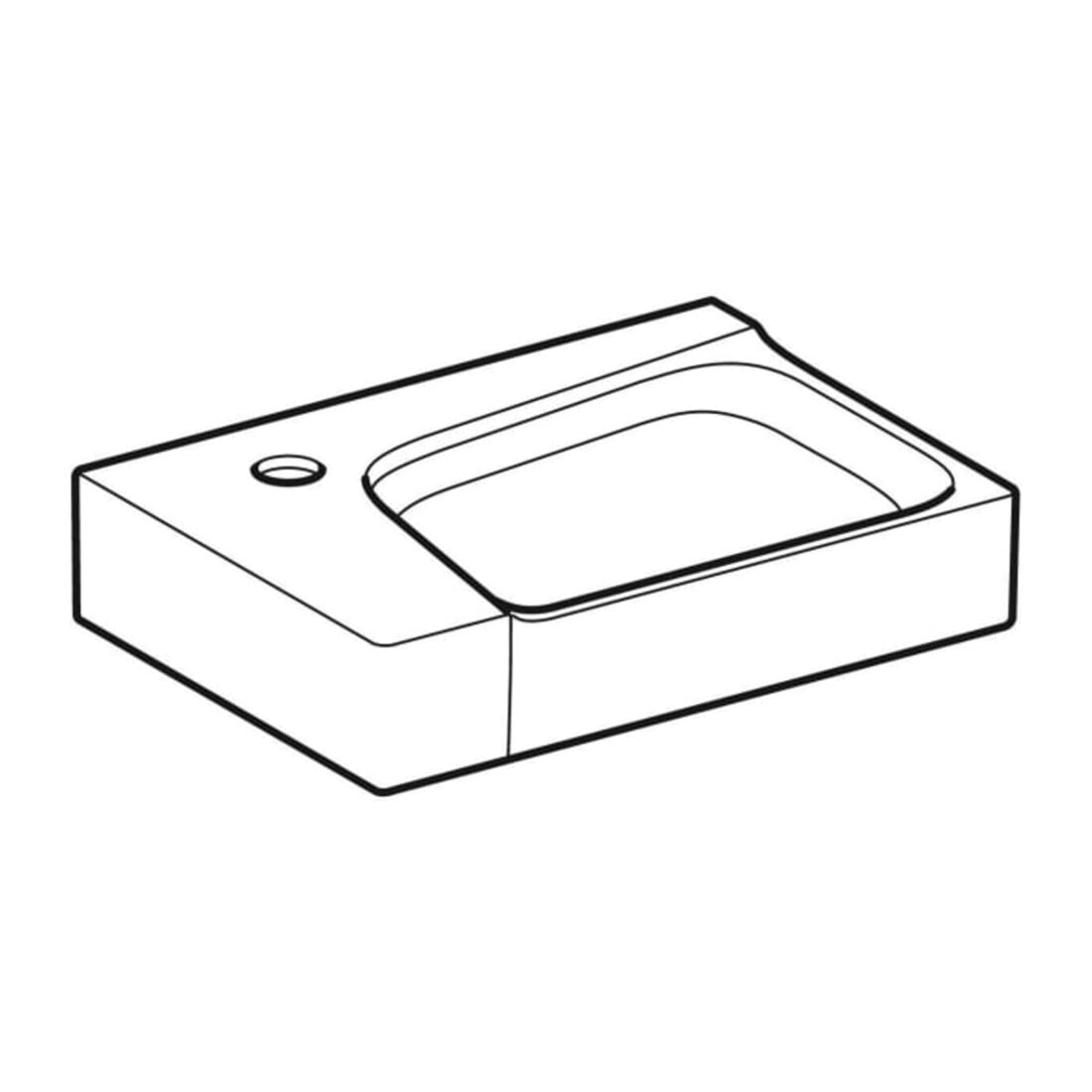 Geberit Handwaschbecken Xeno2 40x28cm, m Hahnl. li, o. ÜL, we. K-Tect