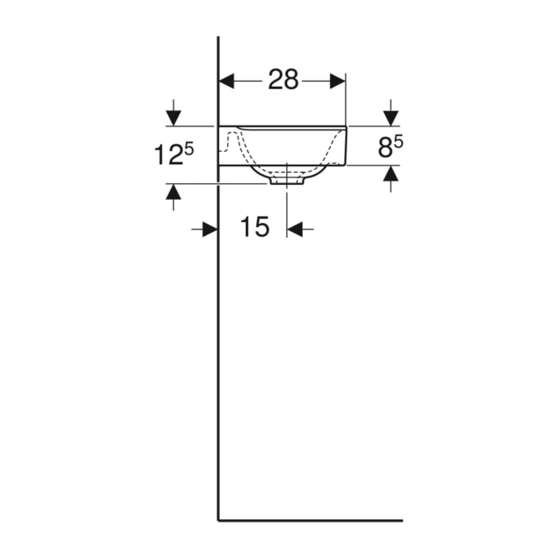 Geberit Handwaschbecken Xeno2 40x28cm, m Hahnl. li, o. ÜL, we. K-Tect