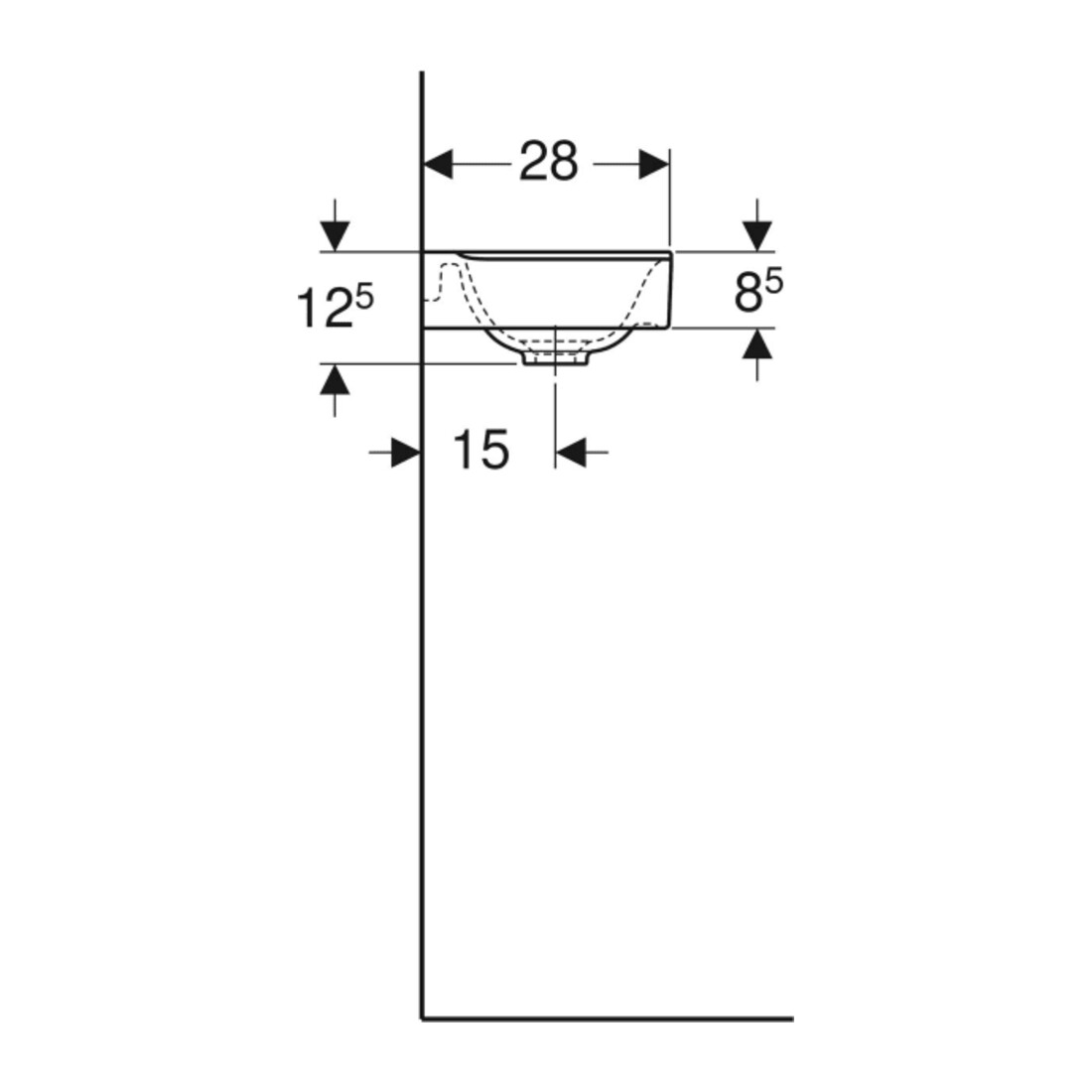 Geberit Handwaschbecken Xeno2 40x28cm, m Hahnl. re, o. ÜL, we. K-Tect