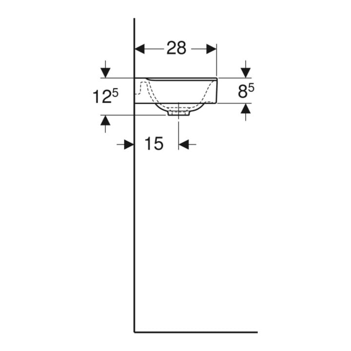 Geberit Handwaschbecken Xeno2 40x28cm, m Hahnl. re, o. ÜL, we. K-Tect