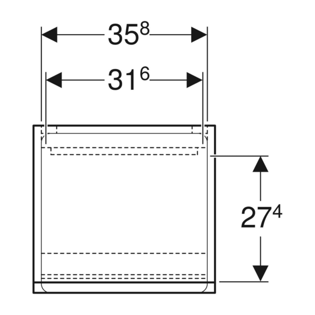 Geberit Hochschrank Renova Plan 39x105x36cm, 2 T, 1 Lade, la., lack. ma
