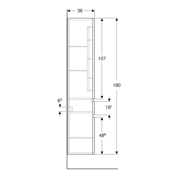 Geberit Hochschrank Renova Plan 39x180x36cm, 2 T, 1 La., N, F. strukt.
