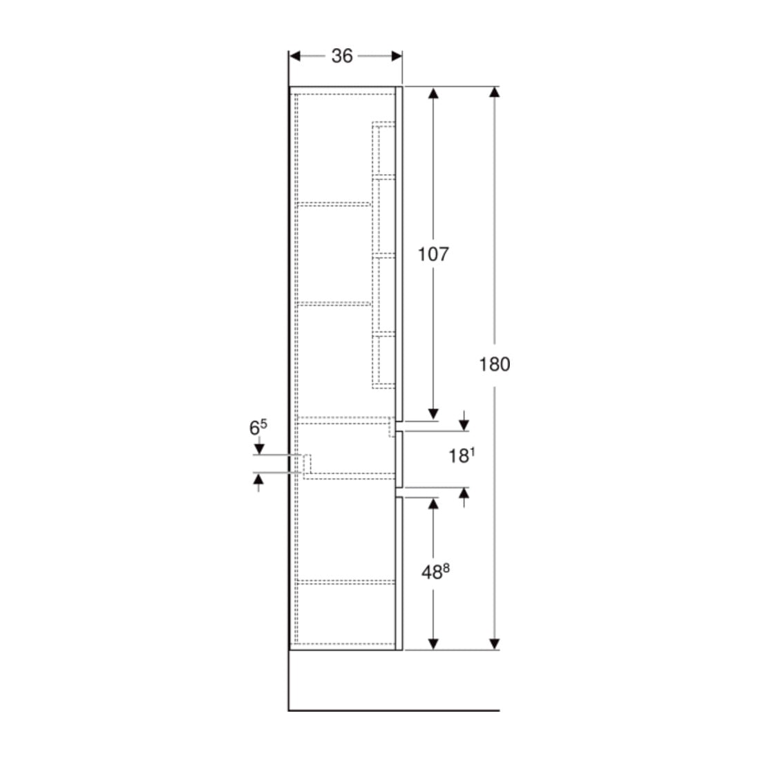 Geberit Hochschrank Renova Plan 39x180x36cm, 2 T, 1 La., N, F. strukt.