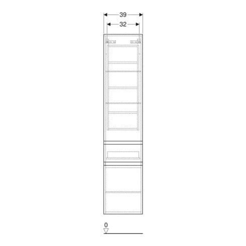 Geberit Hochschrank Renova Plan 39x180x36cm, 2 T, 1 La., N, F. strukt.