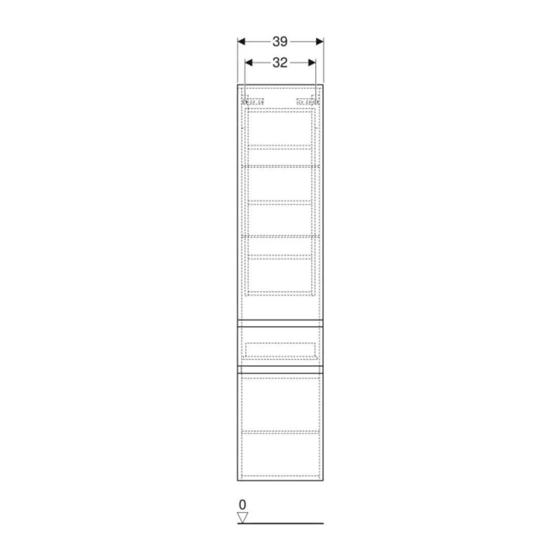 Geberit Hochschrank Renova Plan 39x180x36cm, 2 T, 1 La., N h, F. strukt.