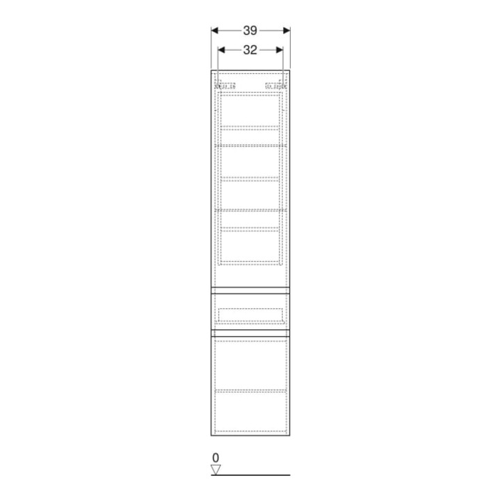 Geberit Hochschrank Renova Plan 39x180x36cm, 2 T, 1 La., w, lac hochgl.