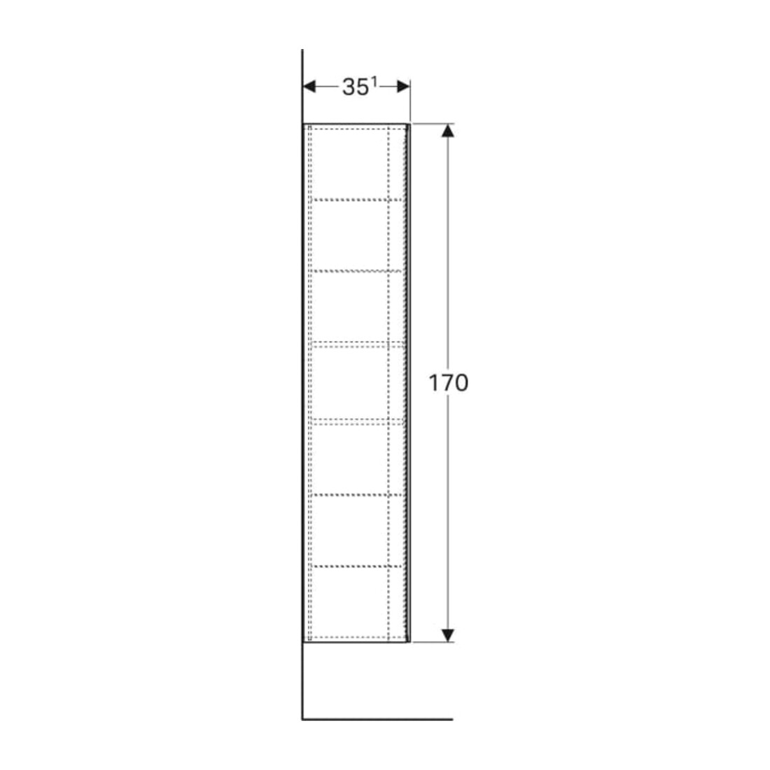 Geberit Hochschrank Xeno2 40x170x35,1cm, mit 1 Tür, matt/greige