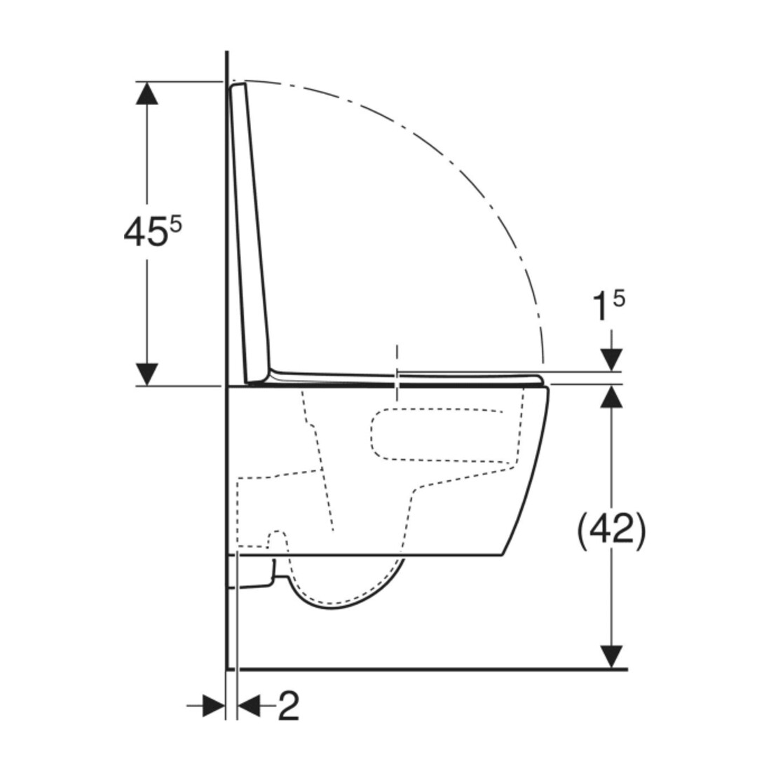 Geberit iCon Ensemble WC suspendu, cuvette à chasse profonde 35,5x49 cm, sortie cachée, avec abattant, blanc