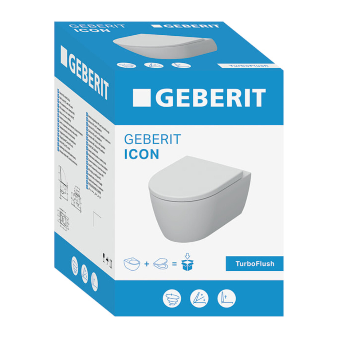 Geberit iCon Ensemble WC suspendu, cuvette à chasse profonde 35,5x53 cm, céramique blanche, avec abattant, K-Tect