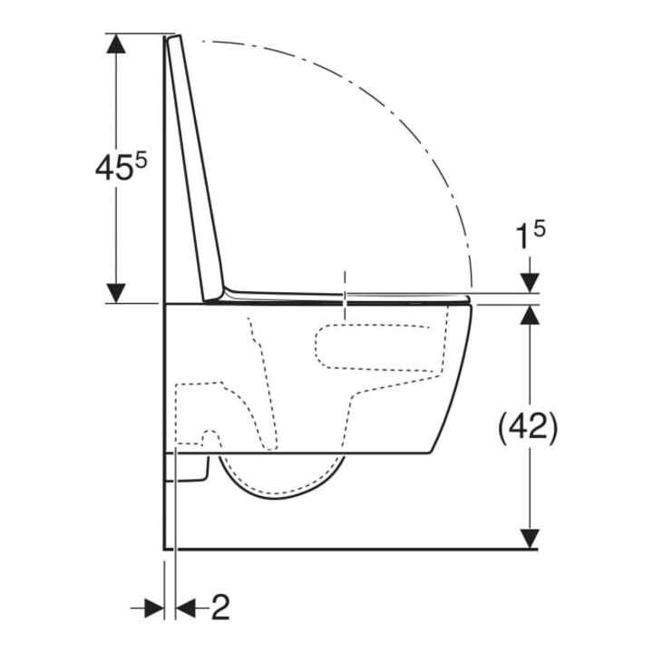 Geberit iCon Ensemble WC suspendu, cuvette à chasse profonde 35,5x53 cm, céramique fermée, avec siège, blanc