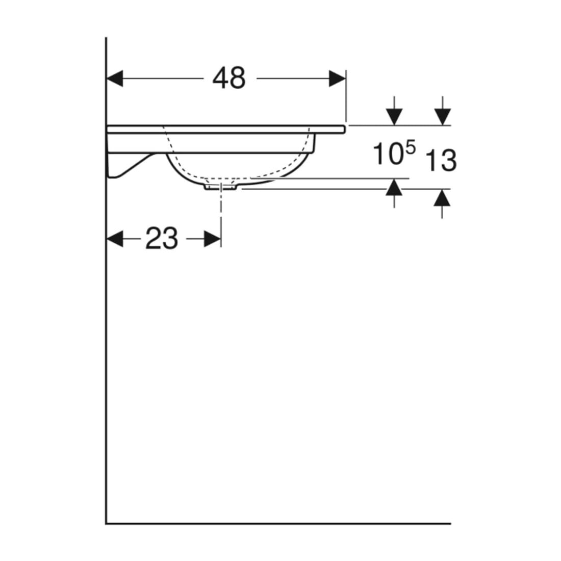 Geberit iCon Meuble lavabo 60x48 cm sans trou robinet, sans trop-plein, blanc, KeraTect