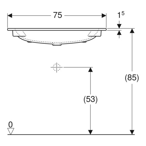 Geberit iCon Meuble-lavabo 75x48cm sans trou de robinet, sans trop-plein, blanc