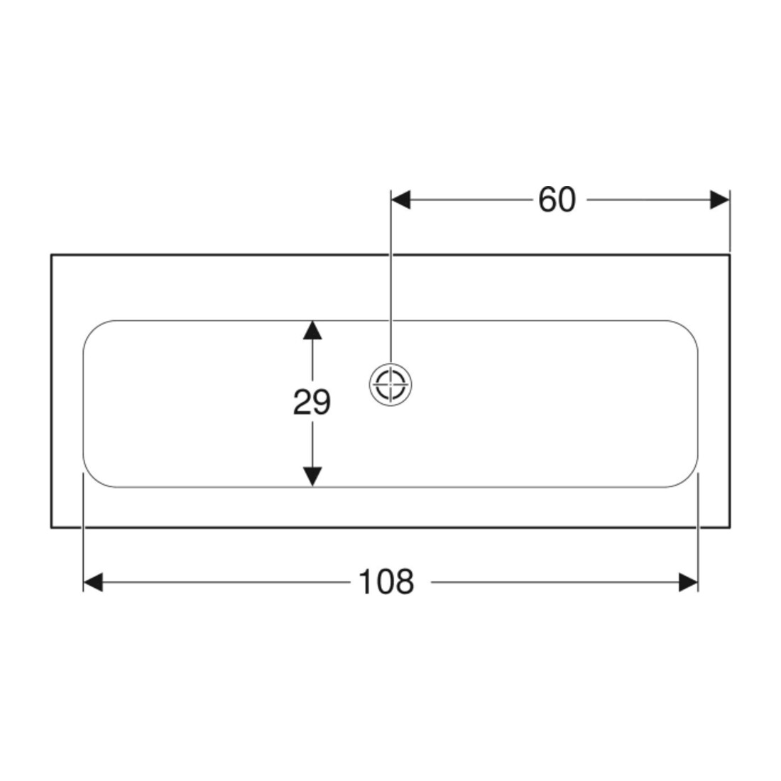 Geberit iCon Meuble vasque 120x48 cm sans trous de robinet, sans trop-plein, blanc, KeraTect