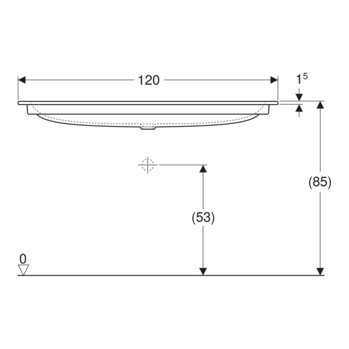 Geberit iCon Möbelwaschtisch 120x48cm ohne Hahnlöcher, o. Überlauf, weiß