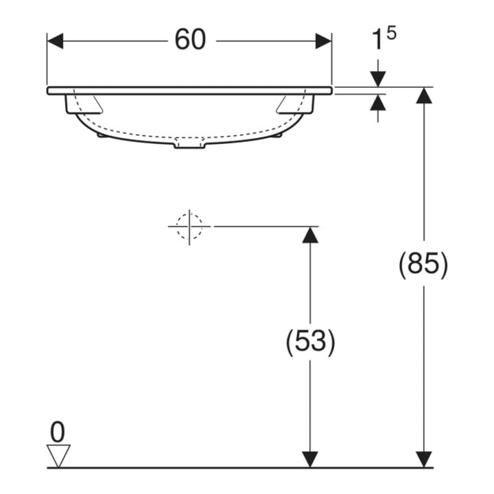 Geberit iCon Möbelwaschtisch 60x48cm ohne Hahnloch, ohne Überlauf, weiß