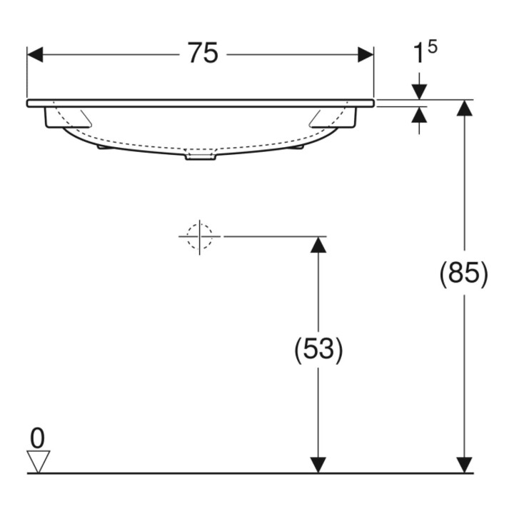 Geberit iCon Möbelwaschtisch 75x48cm ohne Hahnloch, ohne Ül., weiß, KeraTect