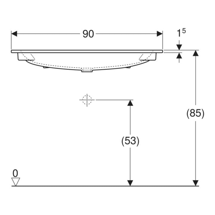 Geberit iCon Möbelwaschtisch 90x48cm ohne Hahnloch, ohne Ül., weiß, KeraTect