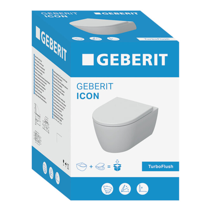 Geberit iCon Set Wand-WC, Tiefspüler 35,5x53cm, geschl. Ker.-de., m Sitz, we.