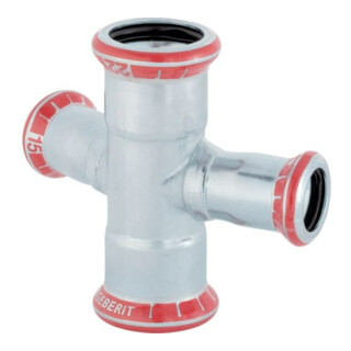 Geberit Kreuzstück Mapress C-Stahl d 22x15mm, 30Gr, red., außen verzinkt