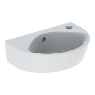 Geberit Lavabo à main Renova 36x25cm, coudé droite, avec trop-plein, sortie cachée, blanc