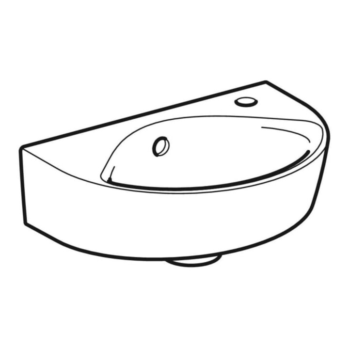 Geberit Lavabo à main Renova 36x25cm, coudé droite, avec trop-plein, sortie cachée, blanc