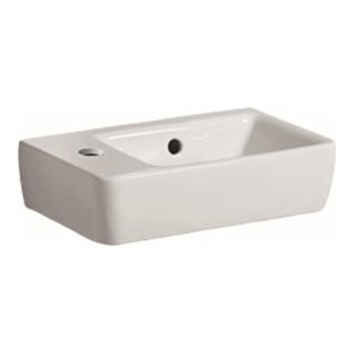 Geberit Lavabo à main Renova Compact 40x25cm, avec trop-plein, trou robinet à gauche, blanc