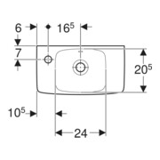 Geberit Lavabo à main Renova Compact 45x25 cm, avec évacuation latérale gauche, avec trop-plein, tablette, blanc-4