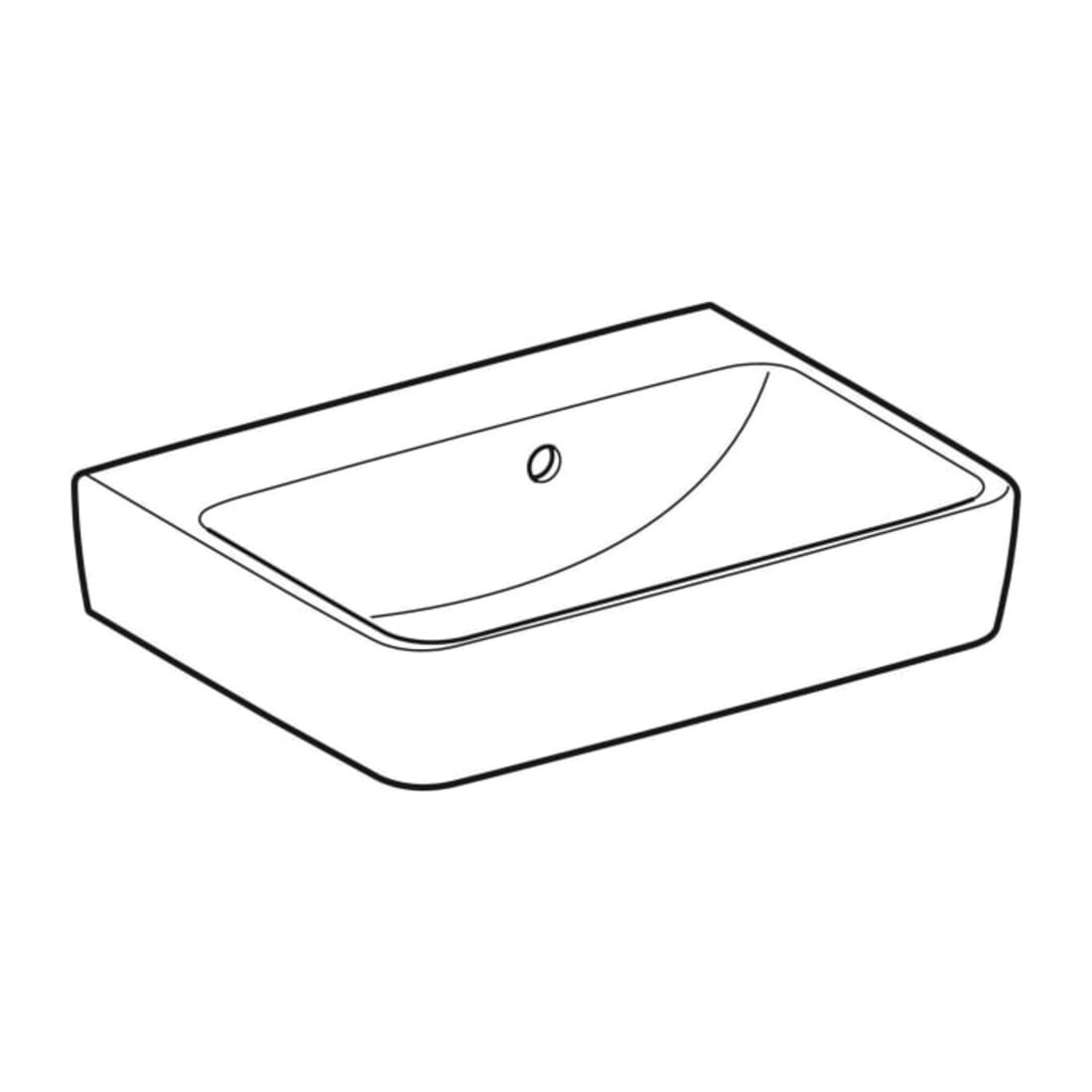 Geberit Lavabo à main Renova Plan 50x38cm, sans trop-plein, avec trop-plein asymétrique, blanc K-T.