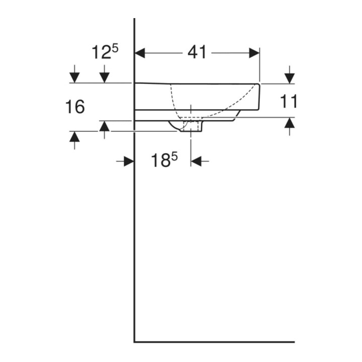 Geberit Lavabo à main Smyle Square 50x41cm, avec robinet, avec trop-plein, KeraTect/blanc