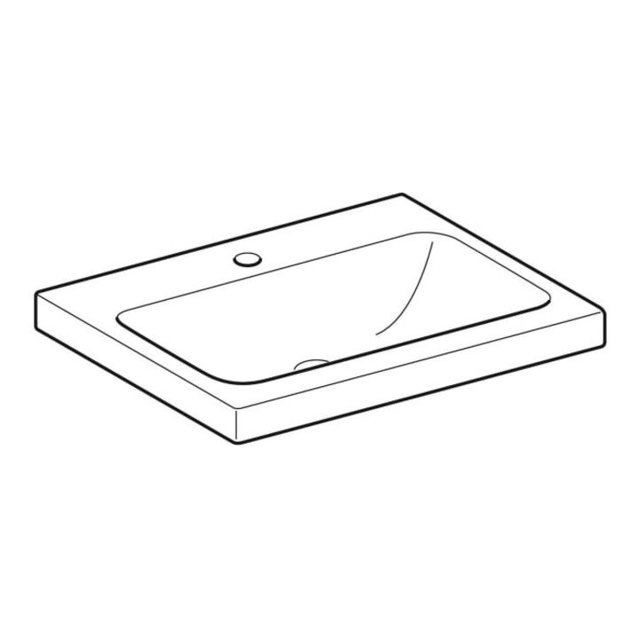 Geberit Lavabo à poser iCon 60x48 cm, évac. horizont., sans trop-plein, blanc