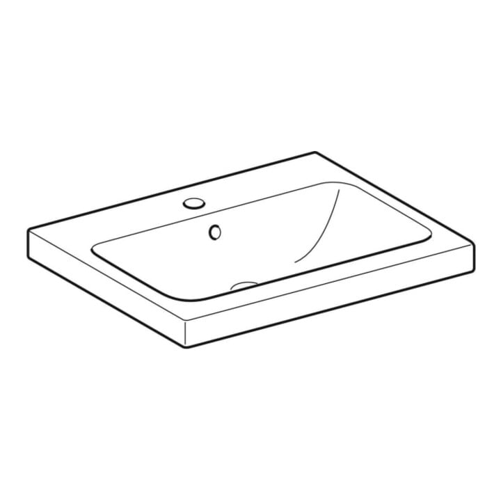 Geberit Lavabo à poser iCon 60x48 cm, évacuation horizontale, avec trop-plein, sans plan de travail, blanc