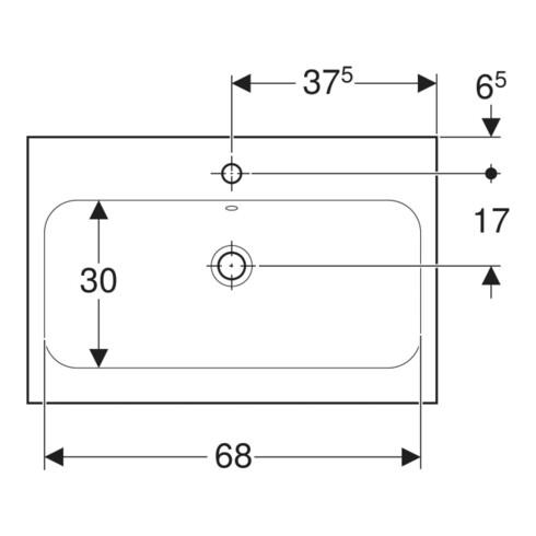 Geberit Lavabo à poser iCon 75x48 cm, évacuation horizontale milieu, sans trop-plein, pour plan de travail, blanc K-Tect