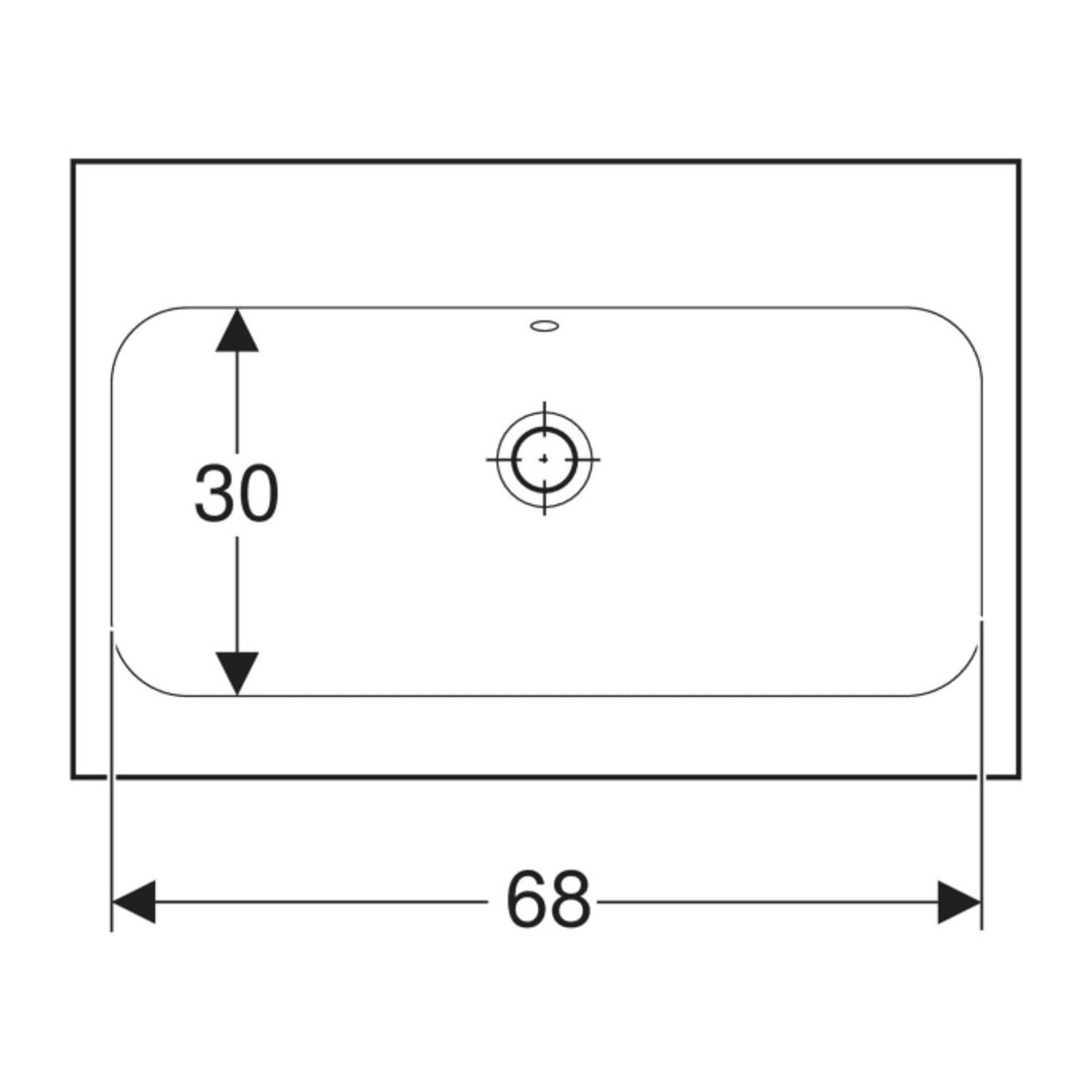 Geberit Lavabo à poser iCon 75x48 cm, sans trop-plein, avec trou, pour plan de travail, blanc K-Tect