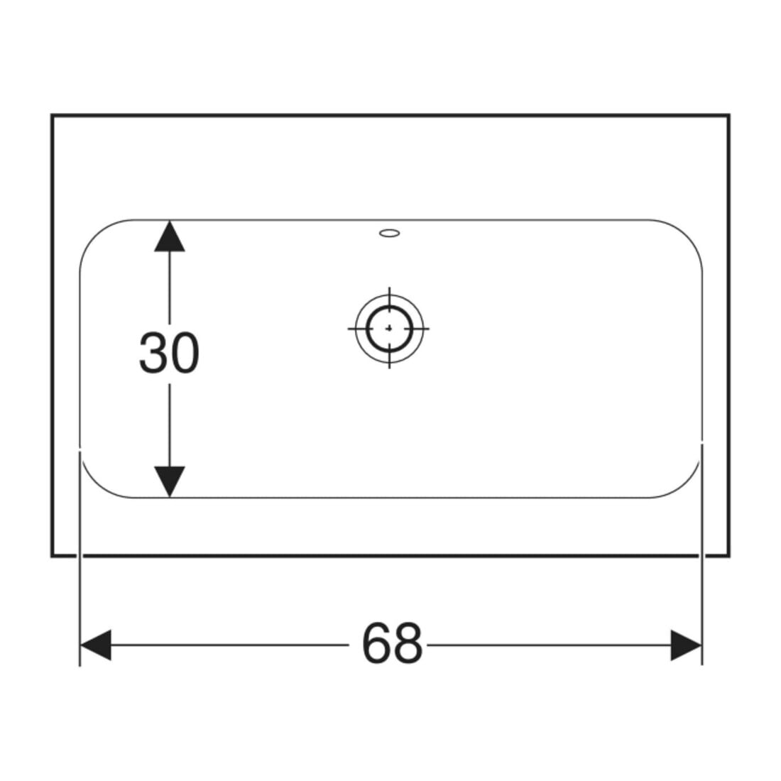 Geberit Lavabo à poser iCon 75x48 cm, sans trop-plein, avec trou robinet, pour plan de travail, blanc