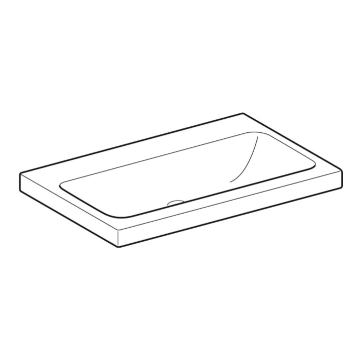 Geberit Lavabo à poser iCon 75x48 cm, sans trop-plein, sans trou, avec plan de travail, blanc K-Tect