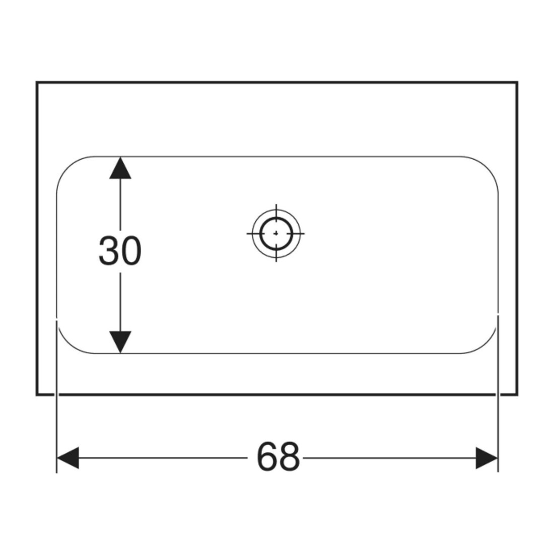 Geberit Lavabo à poser iCon 75x48 cm, sans trop-plein, sans trou, blanc