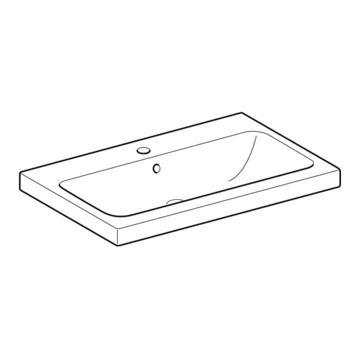 Geberit Lavabo à poser iCon 75x48 cm, sortie horizontale, avec trop-plein, pour plan de travail, blanc K-Tect