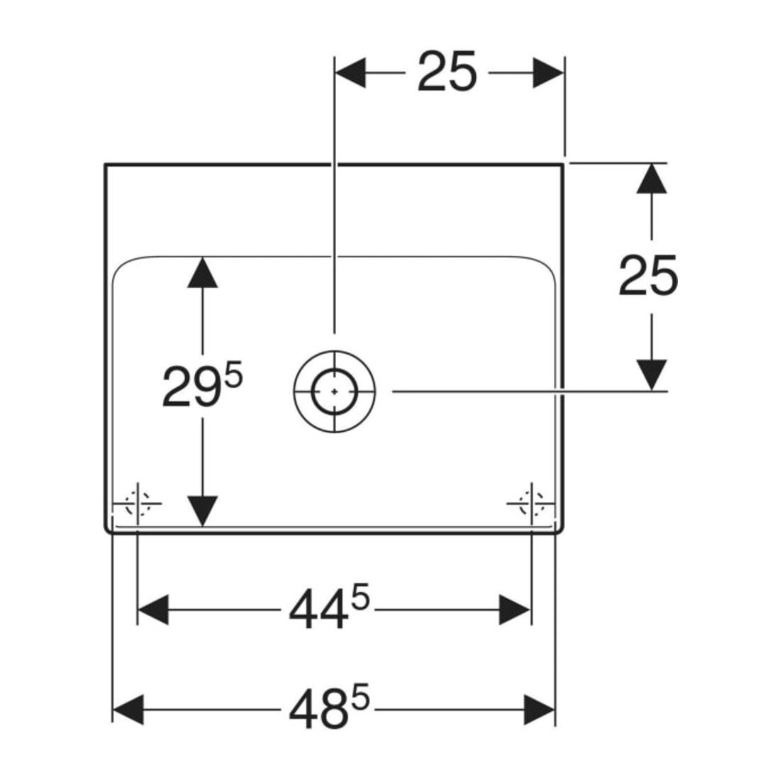 Geberit Lavabo à poser One 50x40 cm, sans trop-plein, blanc K-Tect, sans trou de robinet