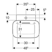 Geberit Lavabo à poser One 50x42,5 cm, cuvette, HL mi, sans trop-plein, blanc mat/bleu h-4