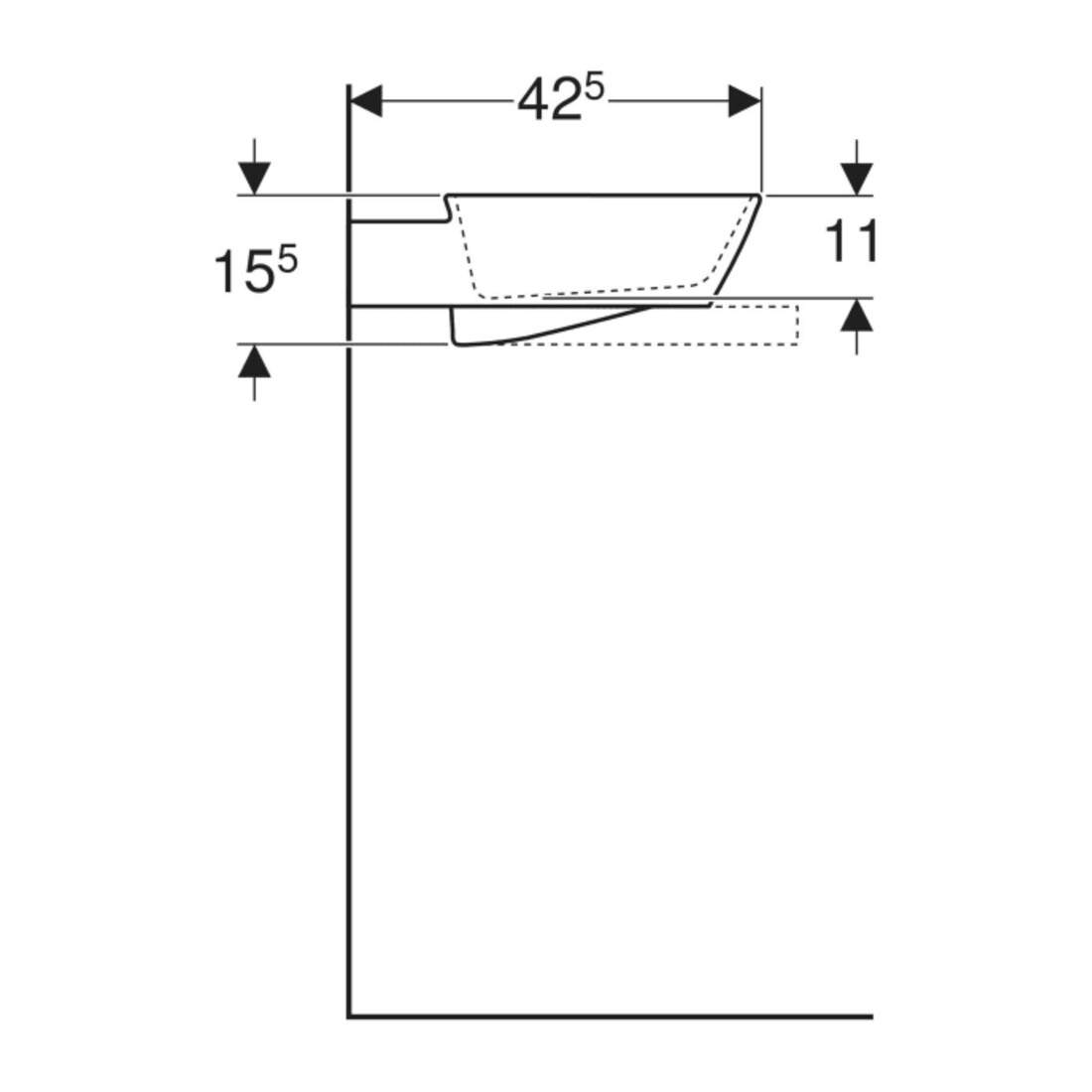 Geberit Lavabo à poser One 50x42,5 cm, cuvette, HL mi, sans trop-plein, blanc mat/bleu h