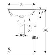 Geberit Lavabo à poser One 50x42,5 cm, cuvette, sans trop-plein, blanc K-T., sans robinetterie-2
