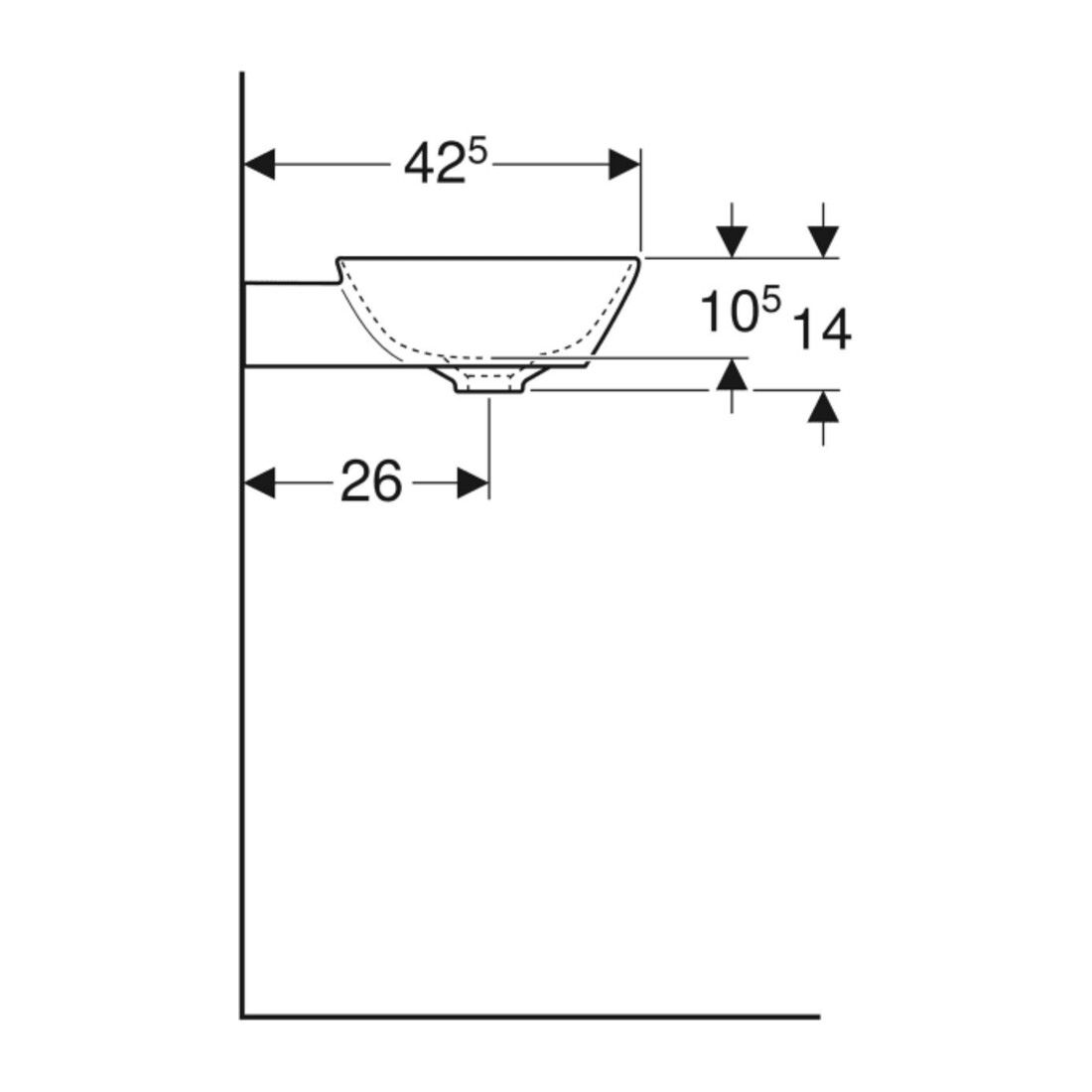 Geberit Lavabo à poser One 50x42,5 cm, cuvette, sans trop-plein, blanc K-T., sans robinetterie