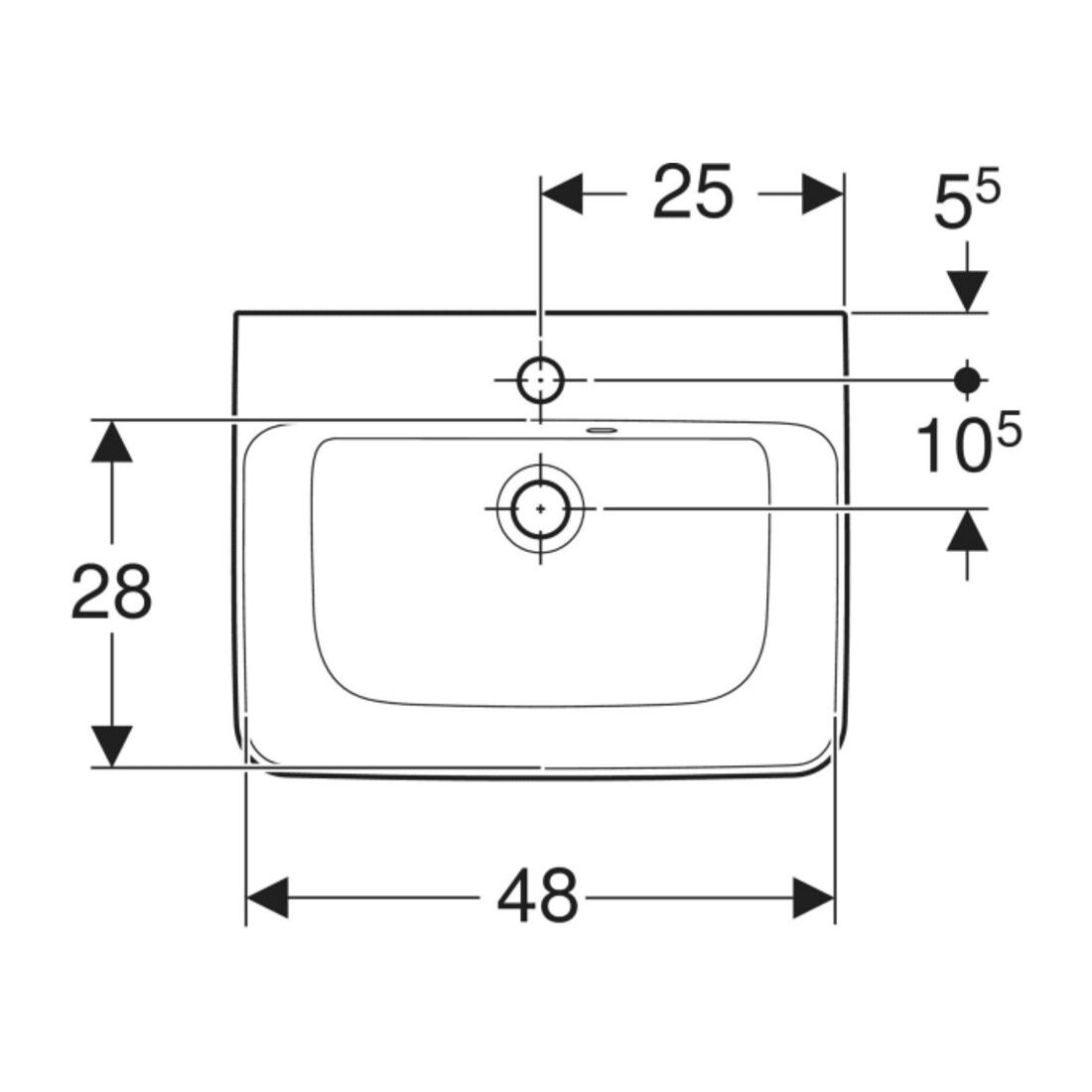 Geberit Lavabo à poser Renova Plan 50x38 cm, mitigeur, trop-plein, blanc